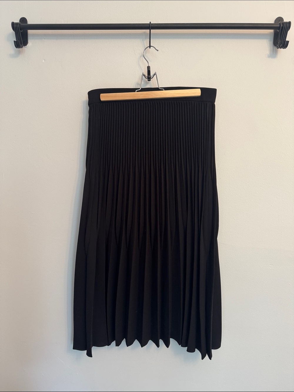 COS Black Pleated Midi Skirt